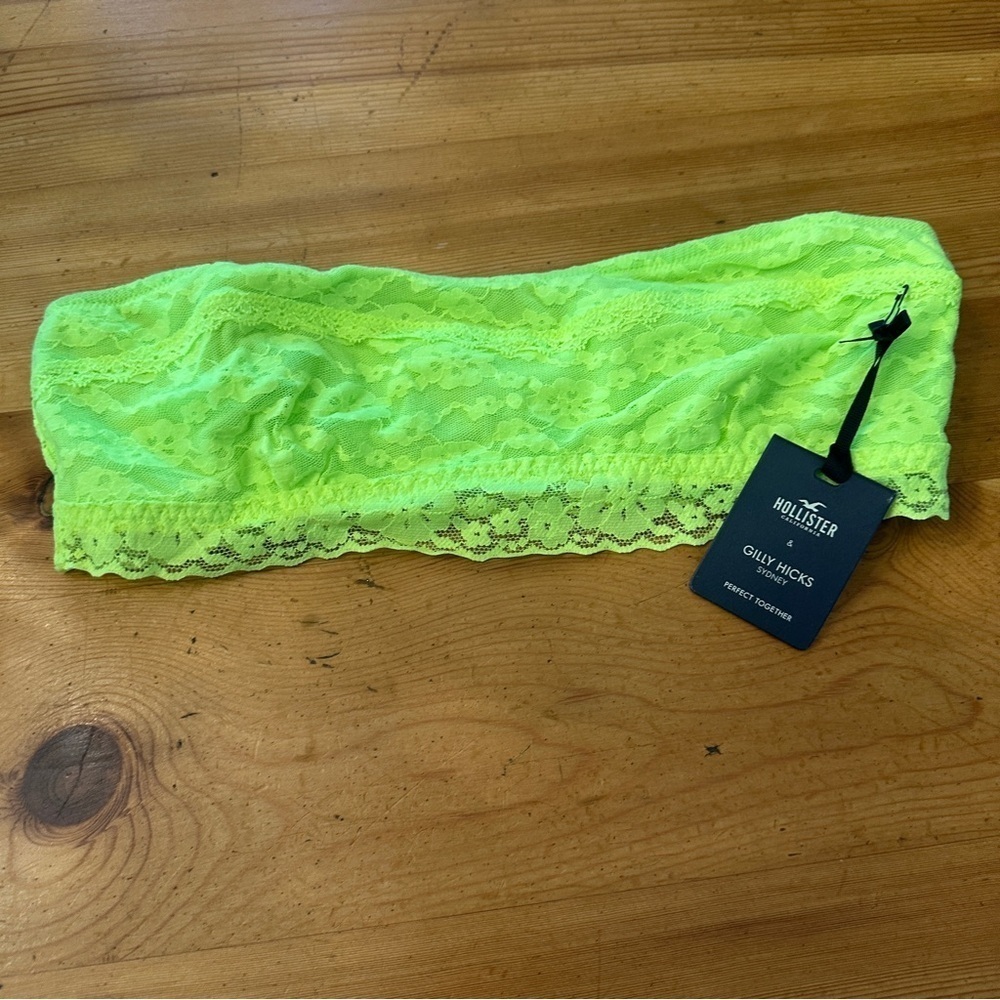 New Hollister Gilly Hicks Neon Green Lace Bandeau women M